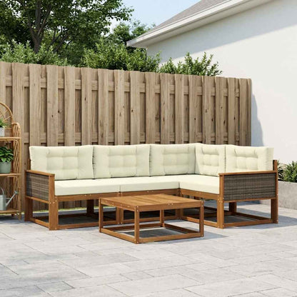 Set di divani da esterno con cuscino 5 pcs Naturale e Crema | homemem39