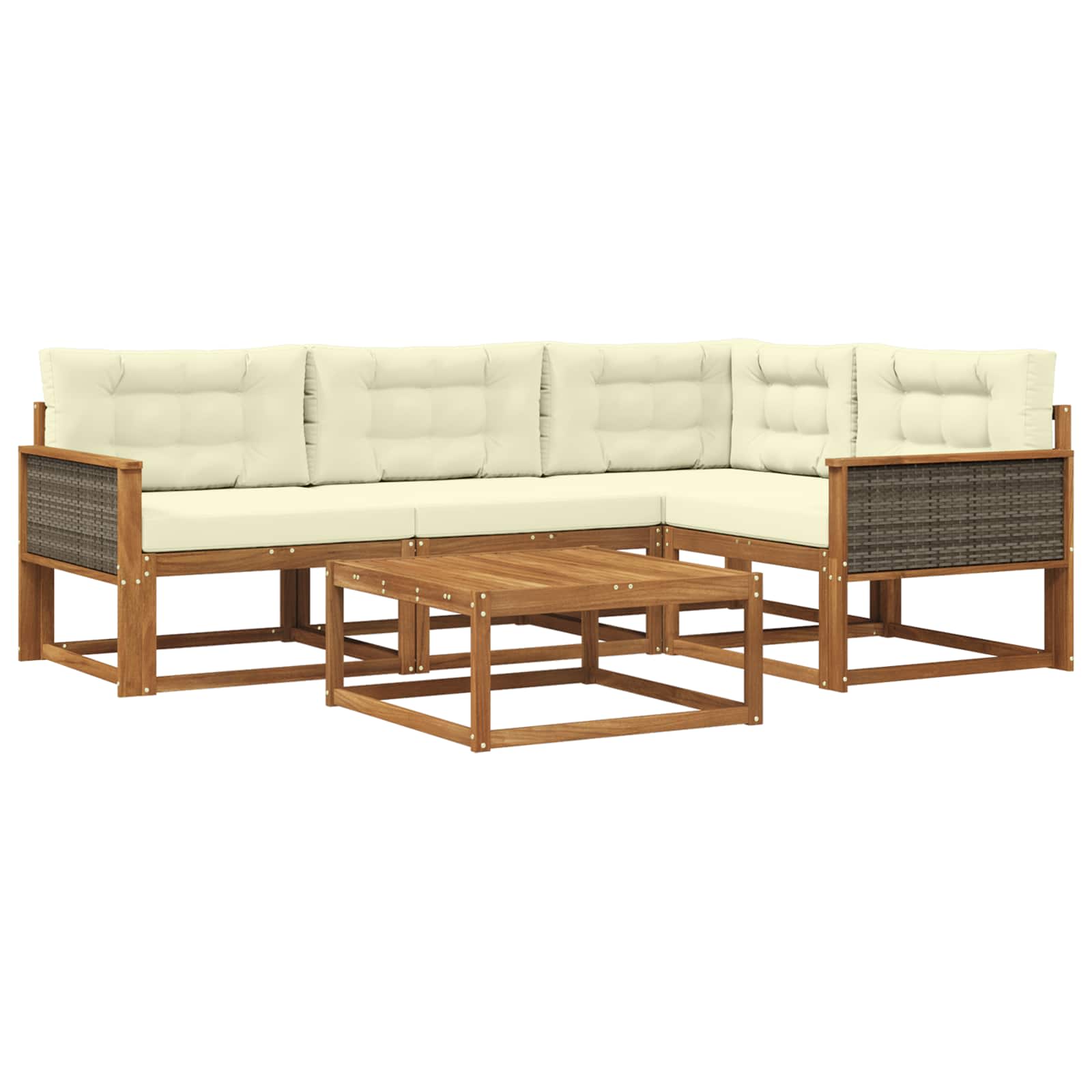 Set di divani da esterno con cuscino 5 pcs Naturale e Crema | homemem39