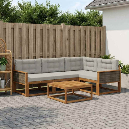 Set di divani da esterno 5 pcs Naturale e Grigio chiaro | homemem39
