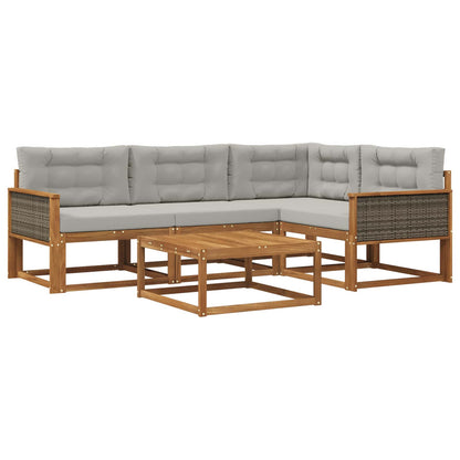 Set di divani da esterno 5 pcs Naturale e Grigio chiaro | homemem39