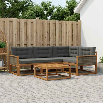 Set di divani da esterno con cuscino 5 pcs Naturale e Antracite | homemem39