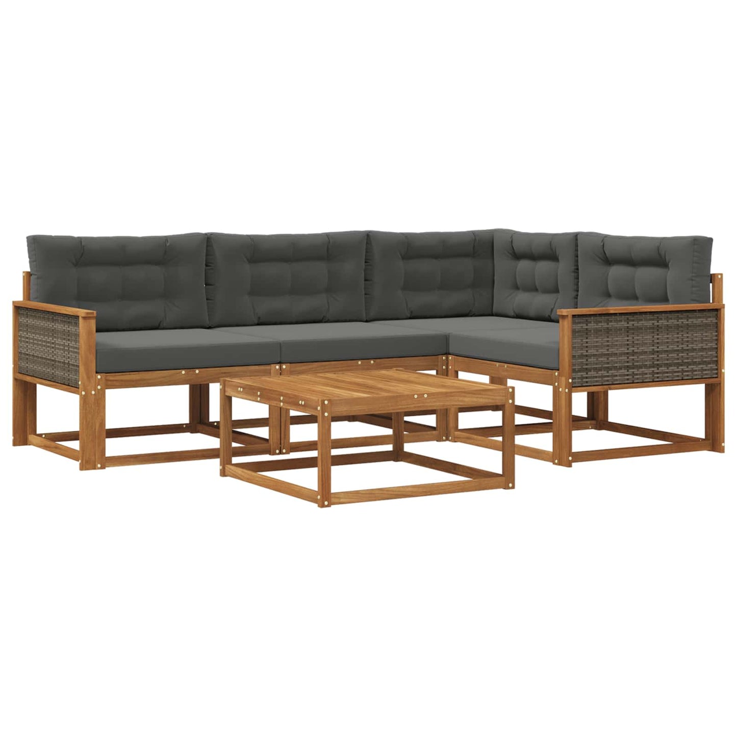 Set di divani da esterno con cuscino 5 pcs Naturale e Antracite | homemem39