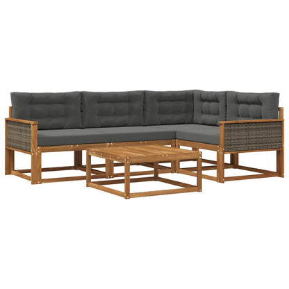 Set di divani da esterno con cuscino 5 pcs Naturale e Antracite | homemem39
