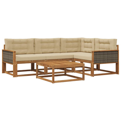 Set di divani da esterno con cuscino 5 pcs Naturale e Beige | homemem39