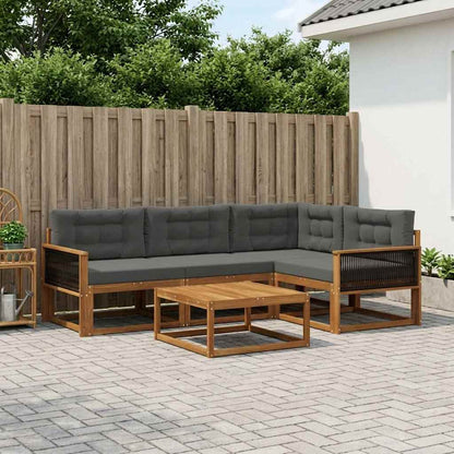 Set di divani da esterno con cuscino 5 pcs Naturale e Antracite