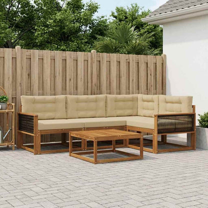 Set di divani da esterno con cuscino 5 pcs Naturale e Beige