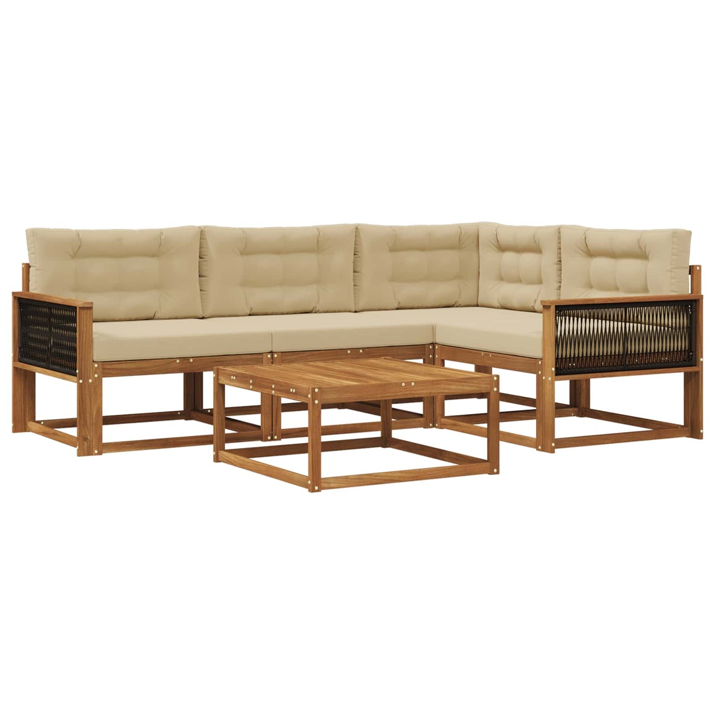 Set di divani da esterno con cuscino 5 pcs Naturale e Beige | homemem39