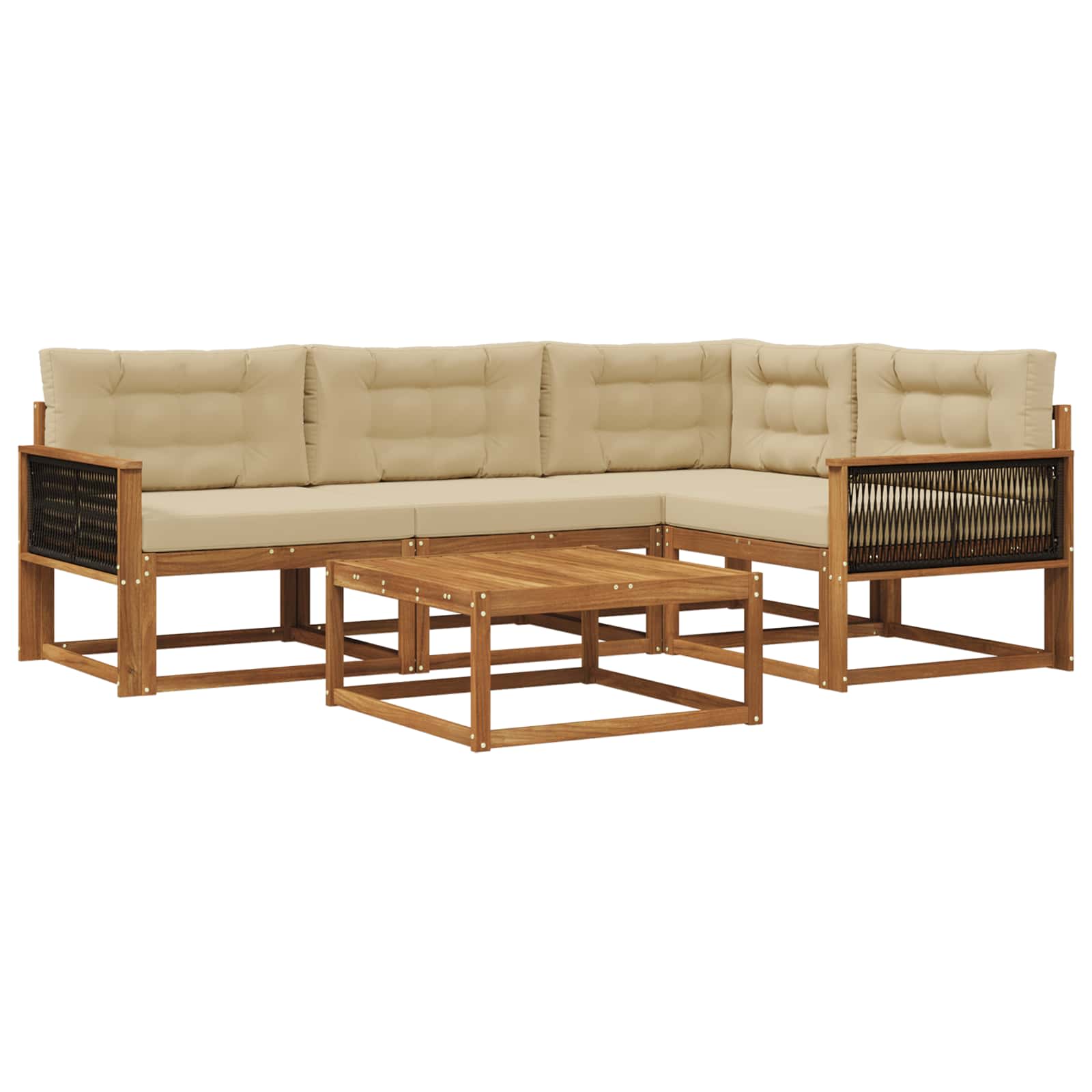 Set di divani da esterno con cuscino 5 pcs Naturale e Beige | homemem39