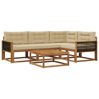 Set di divani da esterno con cuscino 5 pcs Naturale e Beige | homemem39