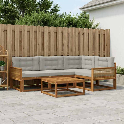 Set di divani da esterno 5 pcs Naturale e Grigio chiaro