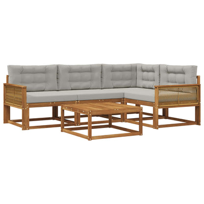 Set di divani da esterno 5 pcs Naturale e Grigio chiaro