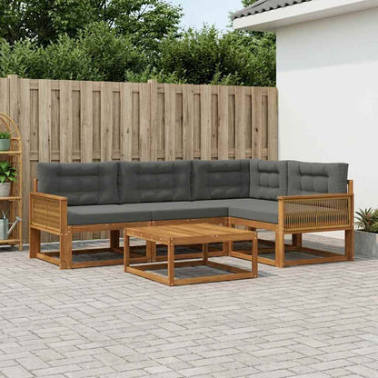 Set di divani da esterno con cuscino 5 pcs Naturale e Antracite | homemem39
