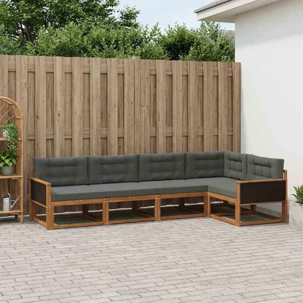 Set di divani da esterno con cuscino 5 pcs Naturale e Antracite | homemem39