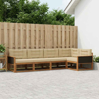 Set di divani da esterno con cuscino 5 pcs Naturale e Beige | homemem39