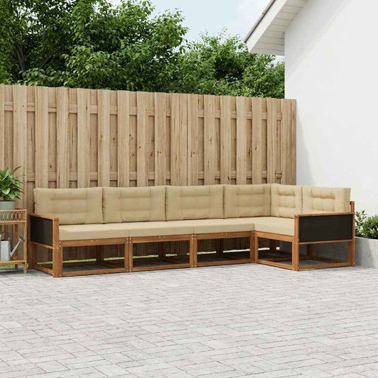 Set di divani da esterno con cuscino 5 pcs Naturale e Beige | homemem39