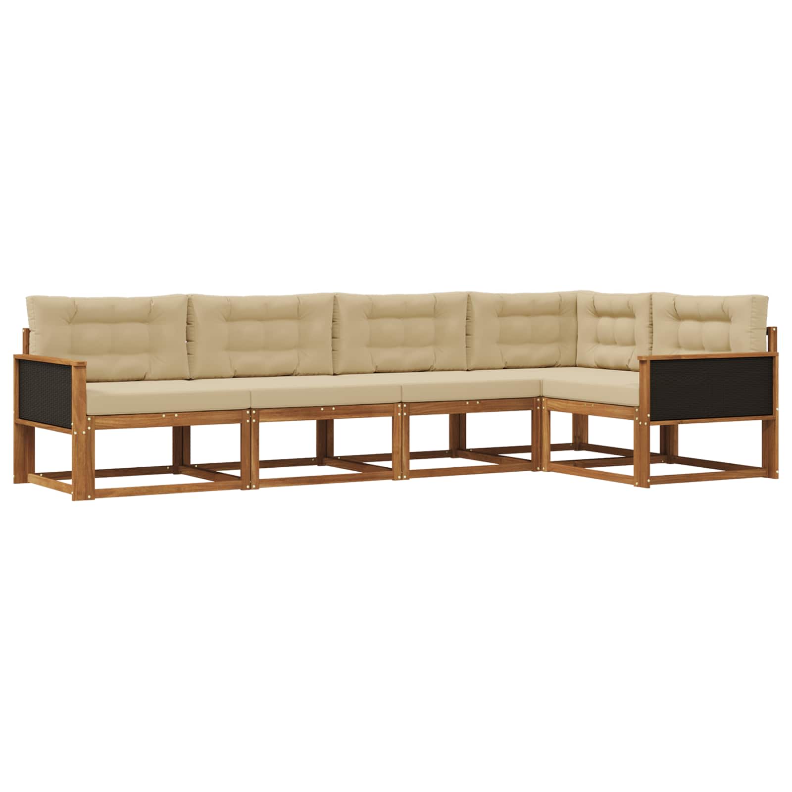 Set di divani da esterno con cuscino 5 pcs Naturale e Beige | homemem39