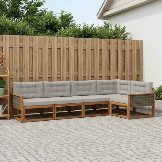 Set di divani da esterno 5 pcs Naturale e Grigio chiaro | homemem39