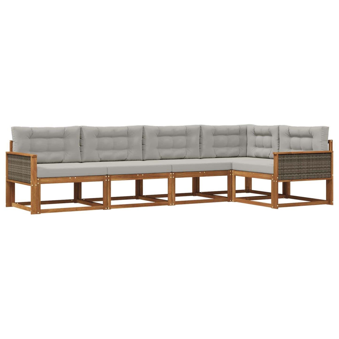Set di divani da esterno 5 pcs Naturale e Grigio chiaro | homemem39