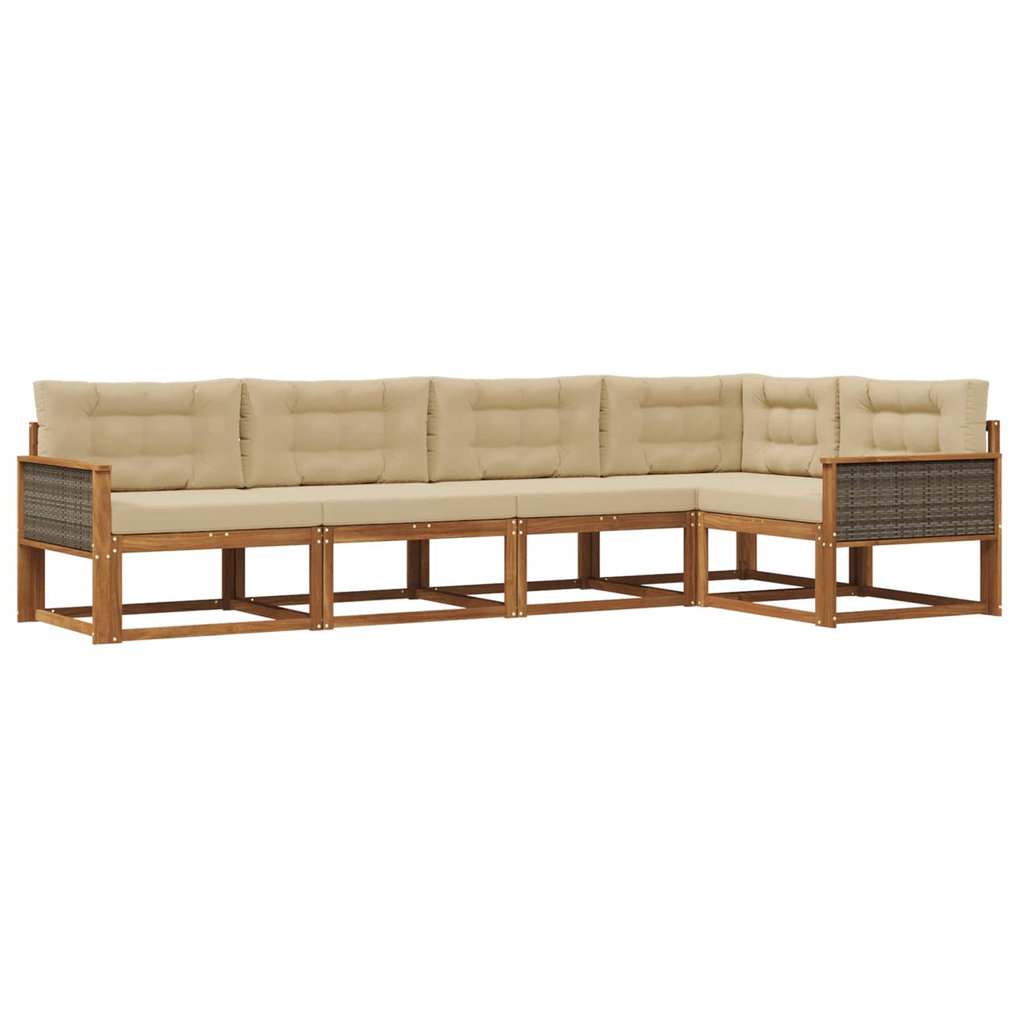 Set di divani da esterno con cuscino 5 pcs Naturale e Beige | homemem39
