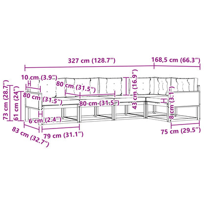 Set di divani da esterno con cuscino 5 pcs Naturale e Beige | homemem39