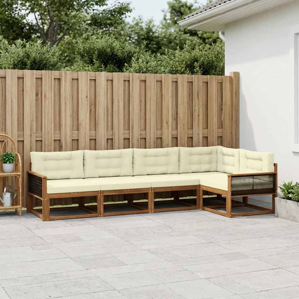 Set di divani da esterno con cuscino 5 pcs Naturale e Crema | homemem39