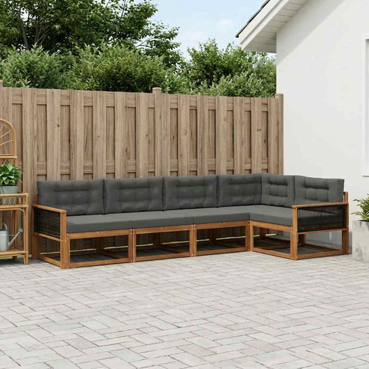 Set di divani da esterno con cuscino 5 pcs Naturale e Antracite | homemem39
