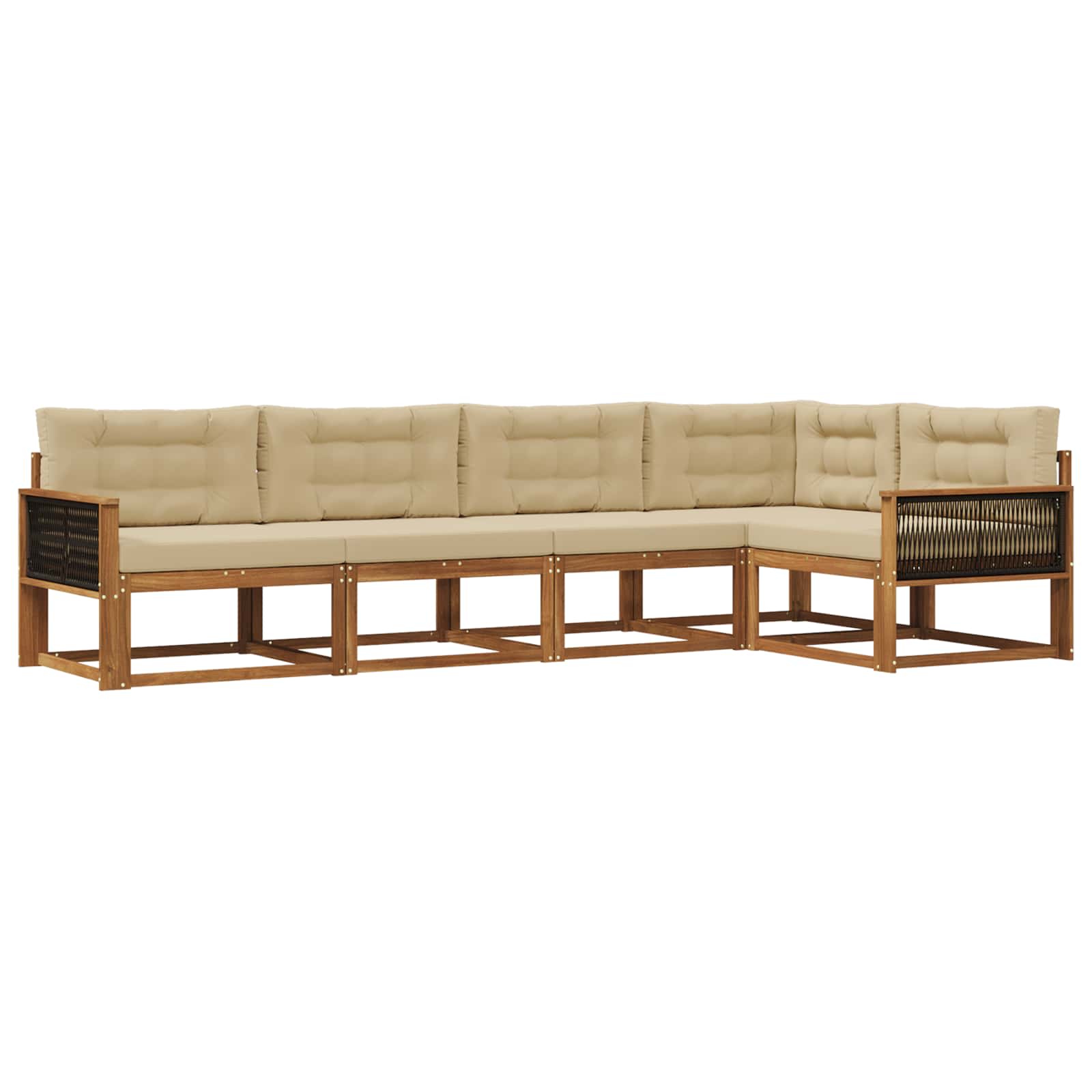 Set di divani da esterno con cuscino 5 pcs Naturale e Beige | homemem39