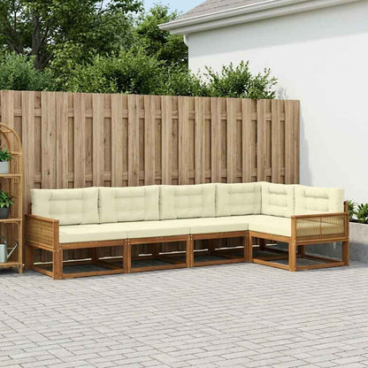 Set di divani da esterno con cuscino 5 pcs Naturale e Crema | homemem39