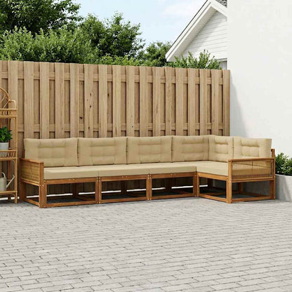 Set di divani da esterno con cuscino 5 pcs Naturale e Beige | homemem39