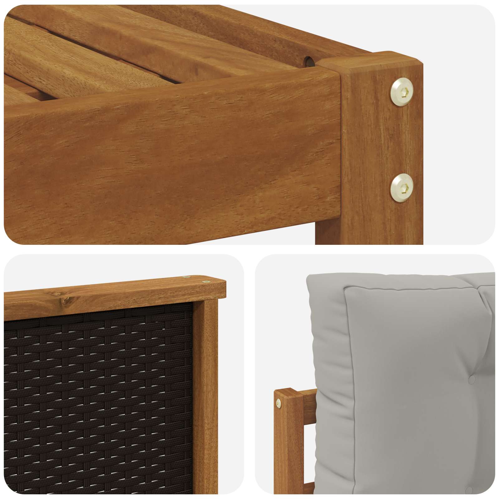 Set di divani da esterno 6 pcs Naturale e Grigio chiaro | homemem39