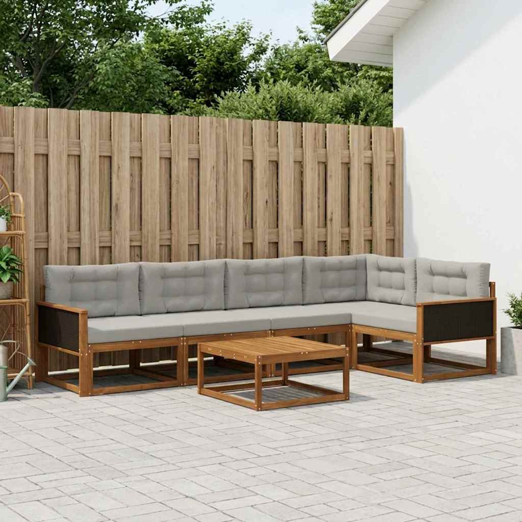 Set di divani da esterno 6 pcs Naturale e Grigio chiaro | homemem39