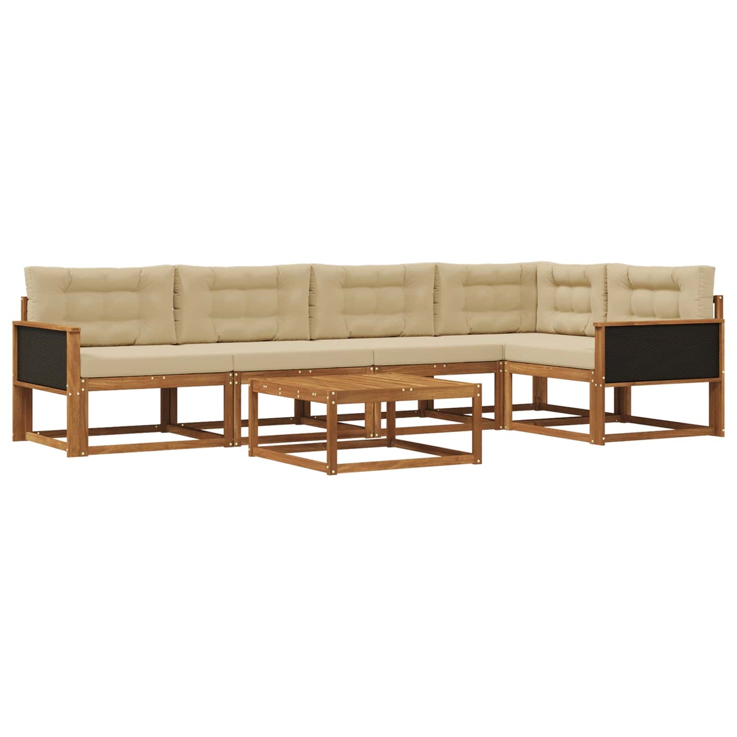 Set di divani da esterno con cuscino 6 pcs Naturale e Beige | homemem39