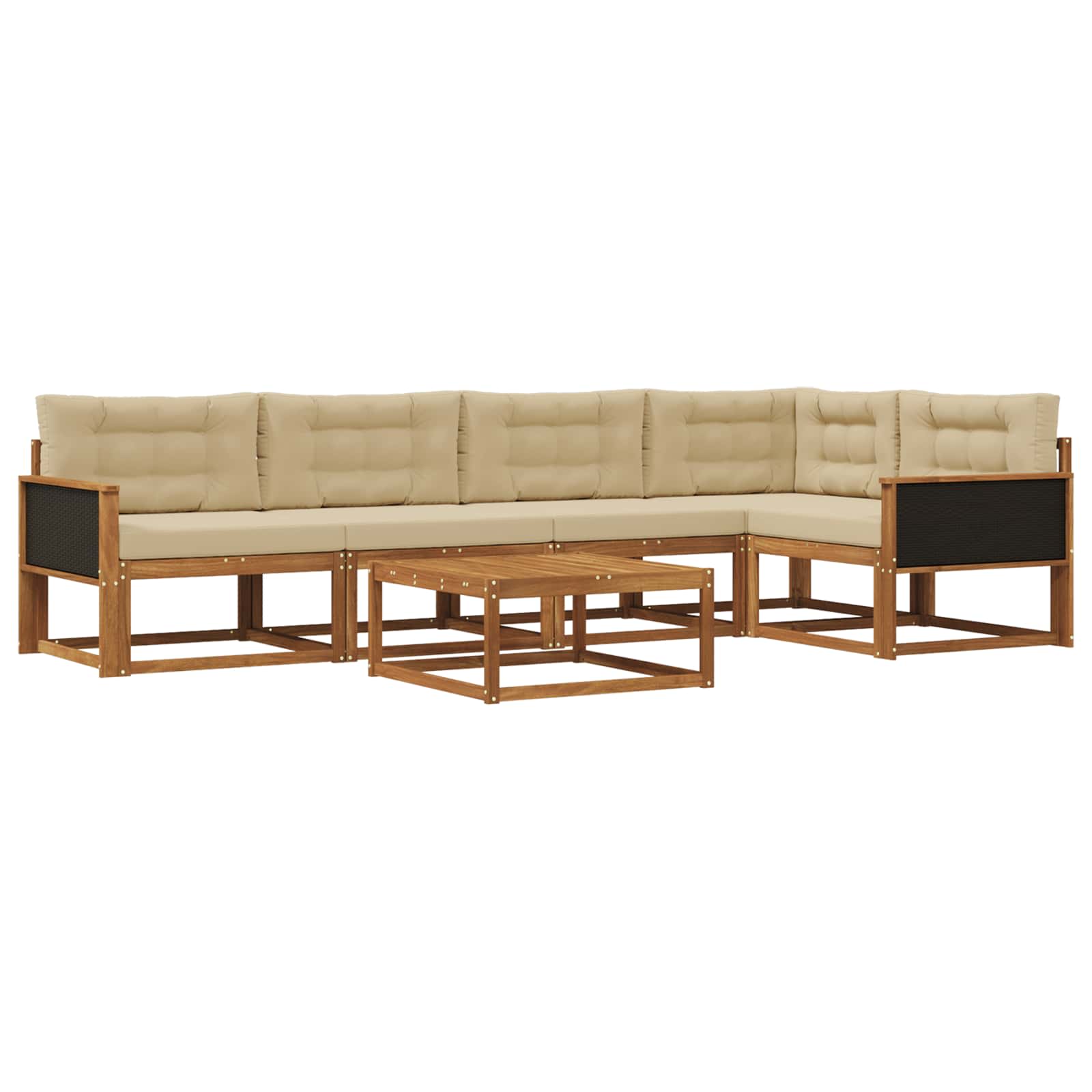 Set di divani da esterno con cuscino 6 pcs Naturale e Beige | homemem39