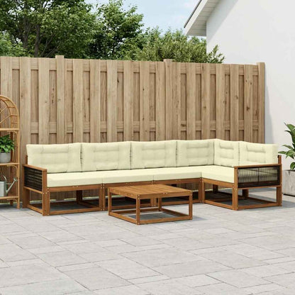 Set di divani da esterno con cuscino 6 pcs Naturale e Crema