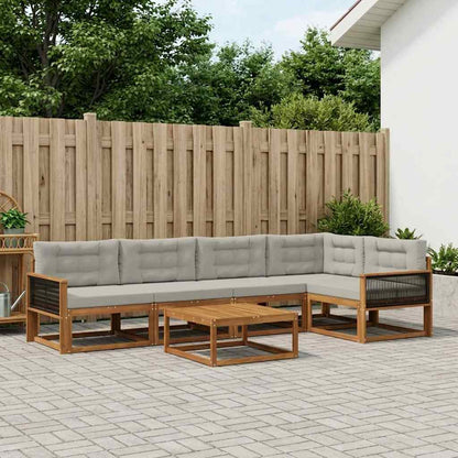 Set di divani da esterno 6 pcs Naturale e Grigio chiaro