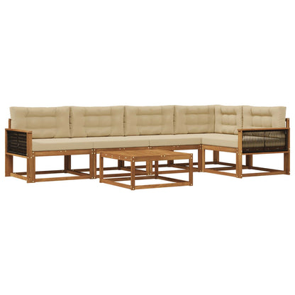 Set di divani da esterno con cuscino 6 pcs Naturale e Beige | homemem39