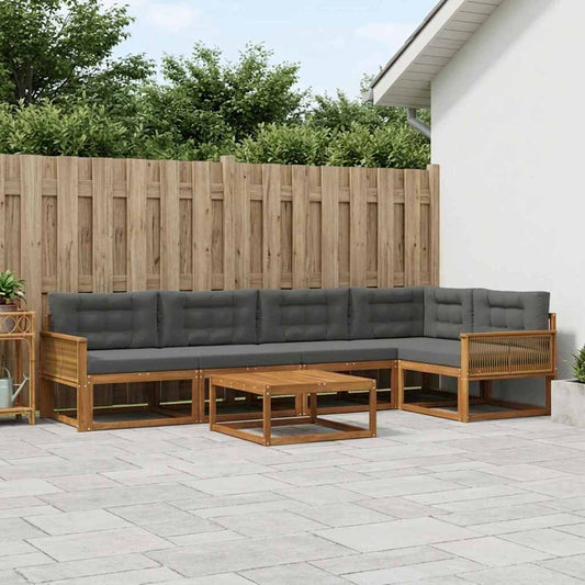 Set di divani da esterno con cuscino 6 pcs Naturale e Antracite