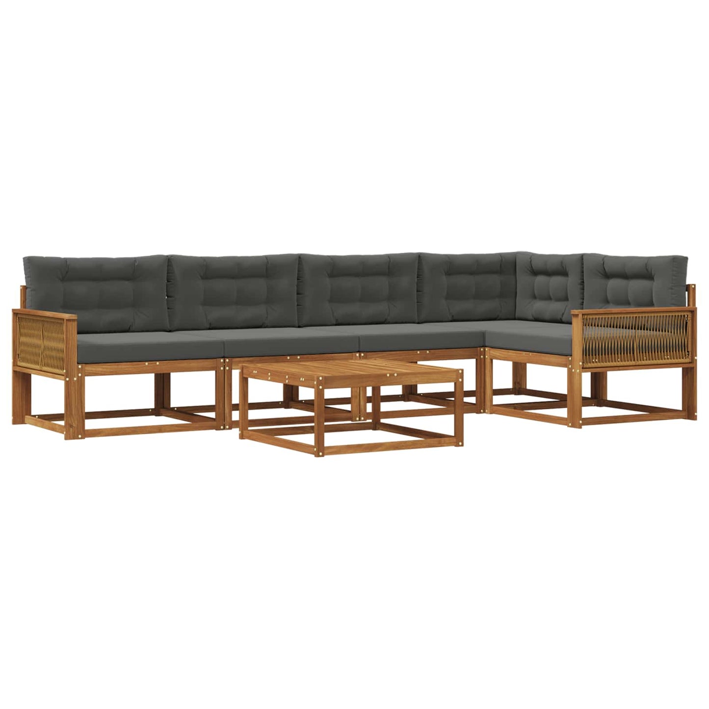Set di divani da esterno con cuscino 6 pcs Naturale e Antracite