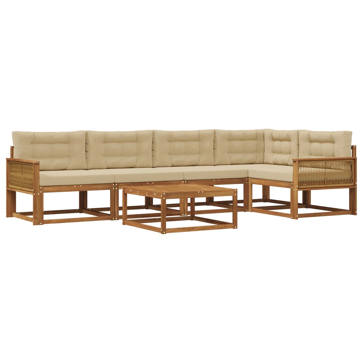 Set di divani da esterno con cuscino 6 pcs Naturale e Beige | homemem39