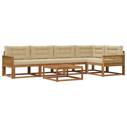 Set di divani da esterno con cuscino 6 pcs Naturale e Beige | homemem39