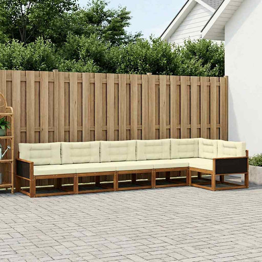 Set di divani da esterno con cuscino 6 pcs Naturale e Crema