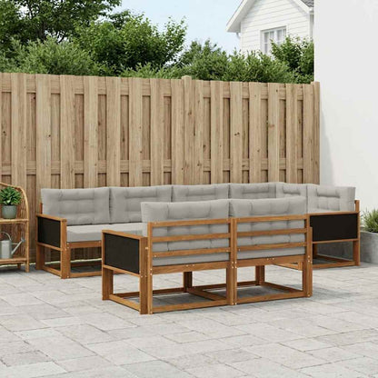 Set di divani da esterno 7 pcs Naturale e Grigio chiaro | homemem39