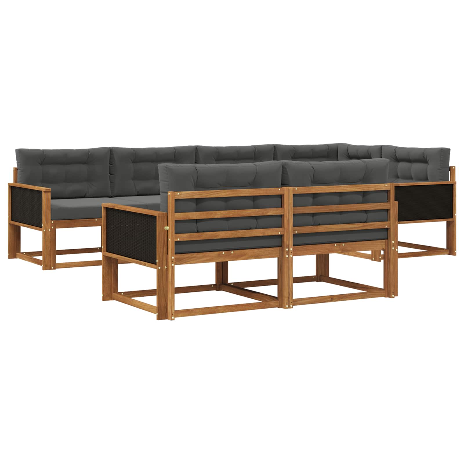 Set di divani da esterno con cuscino 7 pcs Naturale e Antracite | homemem39