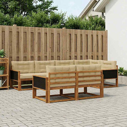 Set di divani da esterno con cuscino 7 pcs Naturale e Beige | homemem39