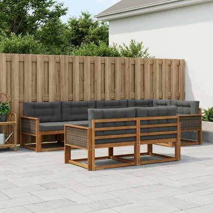 Set di divani da esterno con cuscino 7 pcs Naturale e Antracite | homemem39