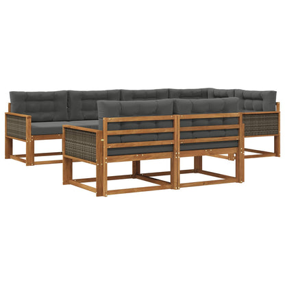 Set di divani da esterno con cuscino 7 pcs Naturale e Antracite | homemem39