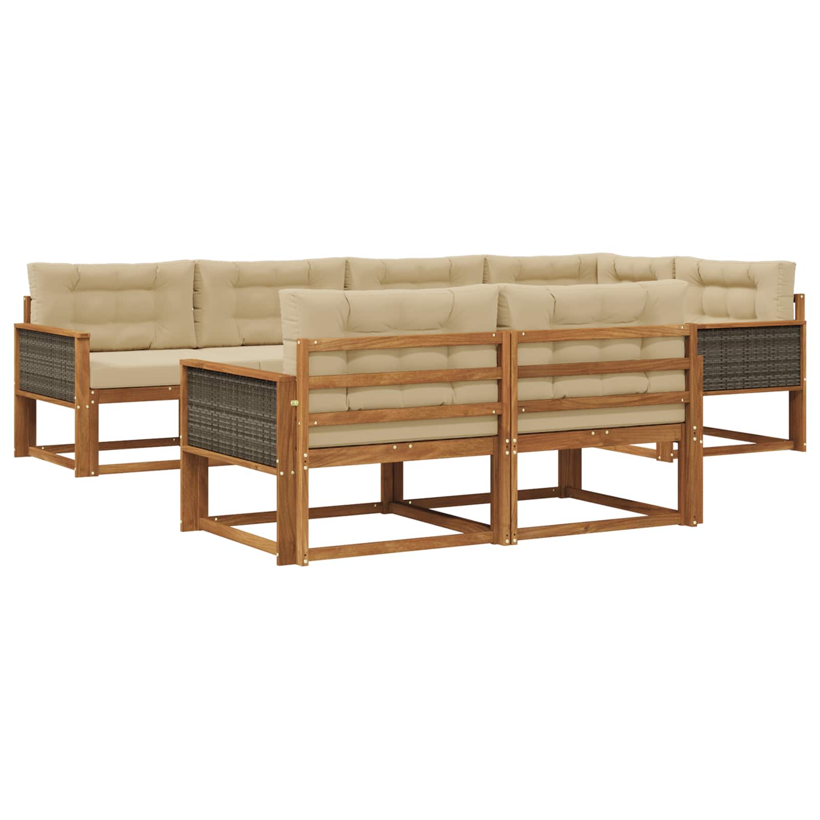 Set di divani da esterno con cuscino 7 pcs Naturale e Beige | homemem39