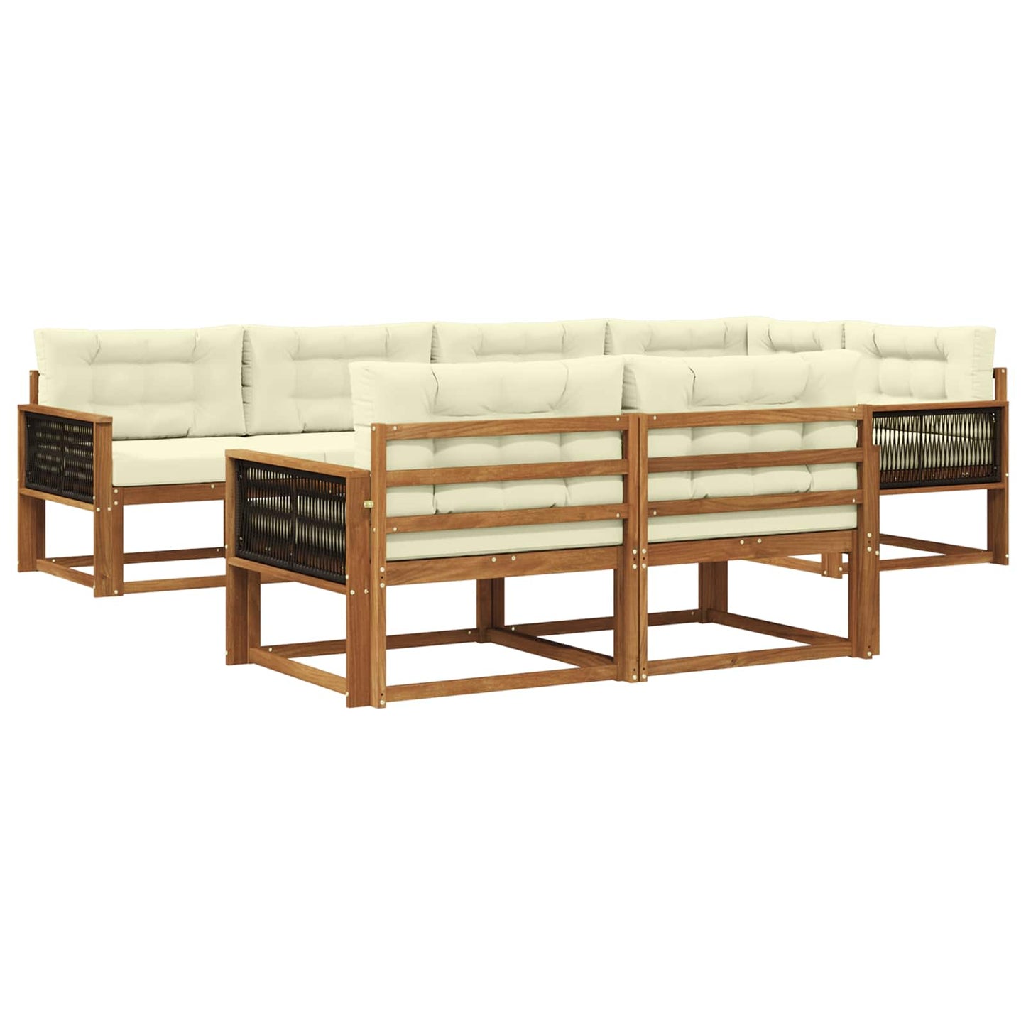 Set di divani da esterno con cuscino 7 pcs Naturale e Crema | homemem39