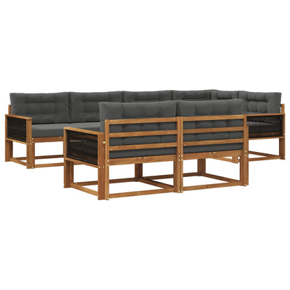 Set di divani da esterno con cuscino 7 pcs Naturale e Antracite | homemem39