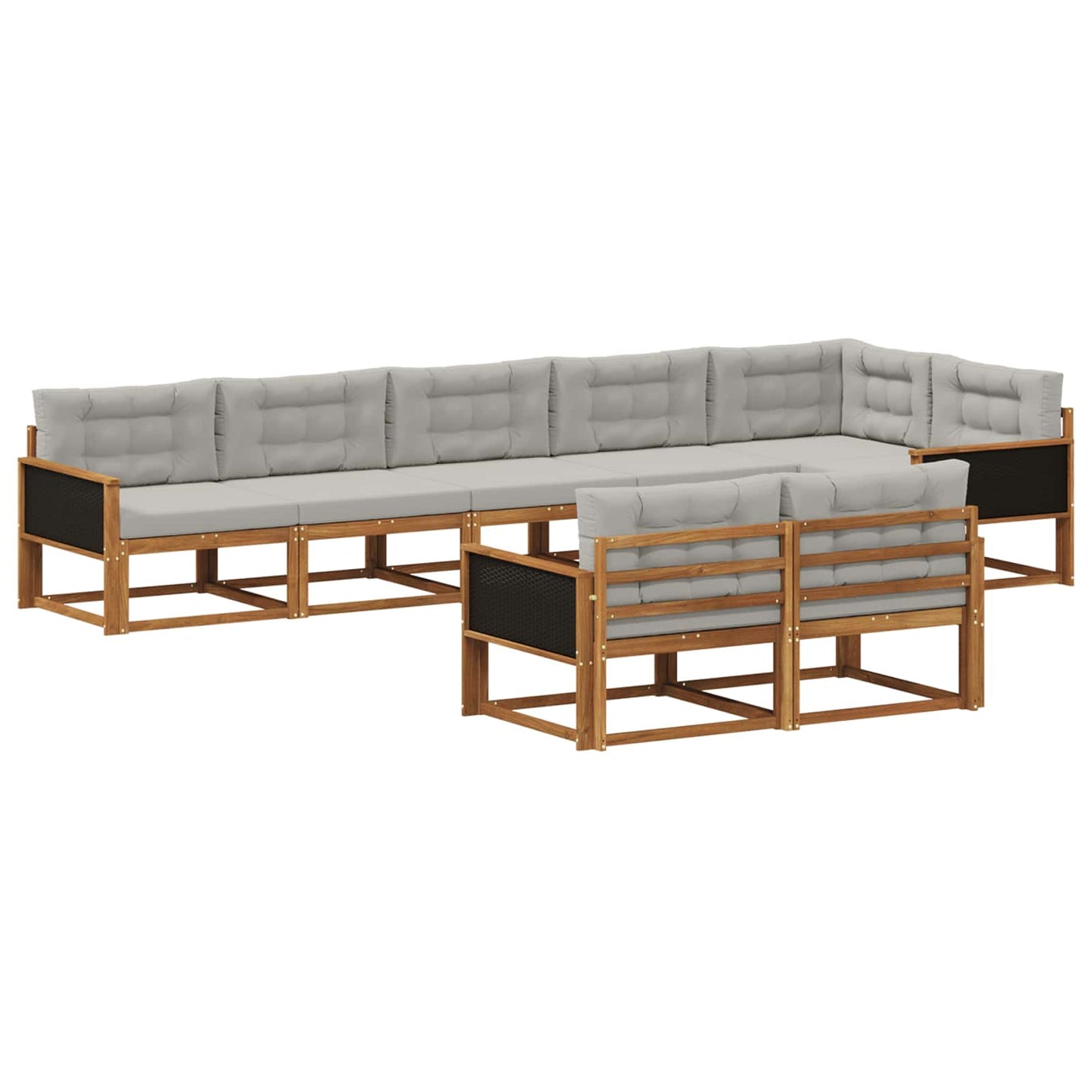Set di divani da esterno 8 pcs Naturale e Grigio chiaro | homemem39